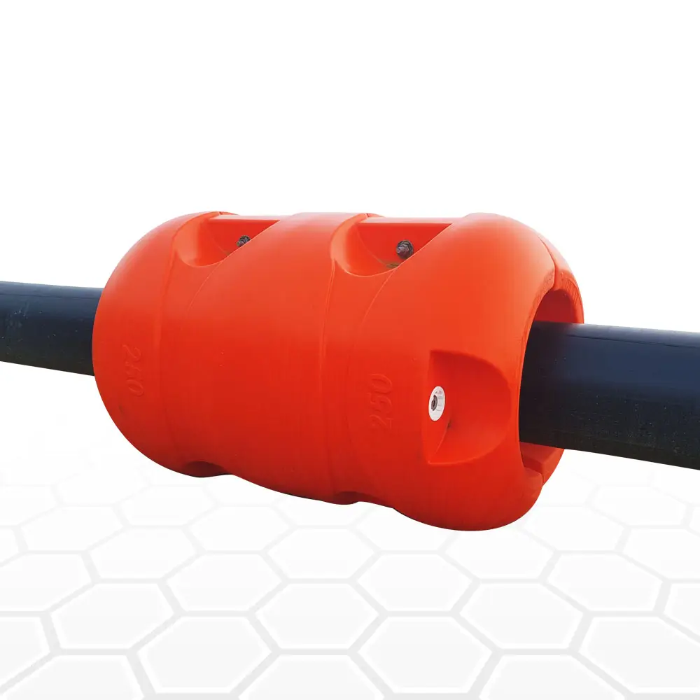 Polyethylene pipe, cable & hose floats for long-term water-based use