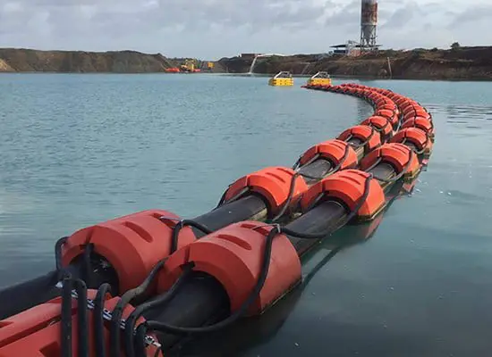 UV-stabilised floats for pipe, hose and cable buoyancy in harsh environments