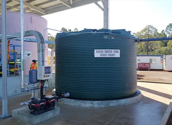 Custom-fabricated industrial process tank, highlighting its durable construction for demanding operational environments.